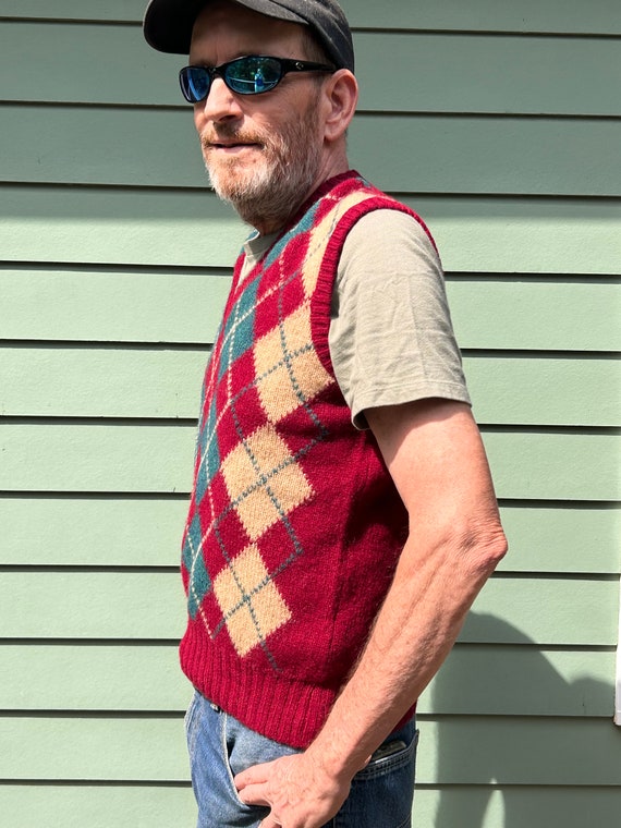 60s-70s Shetland Wool Argyle Vest Made in Scotlan… - image 4
