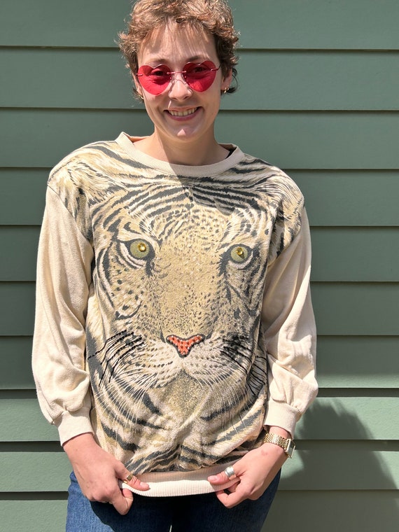 Amazing 80s Tiger Sweatshirt - Duet Size S Embelli