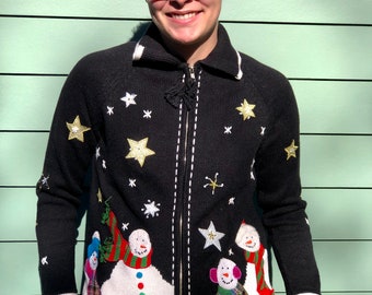 Snowman Cardigan - Etsy
