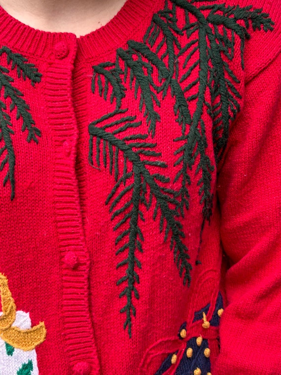 Vintage Christmas Cardigan Bryn Connely Size L Em… - image 6