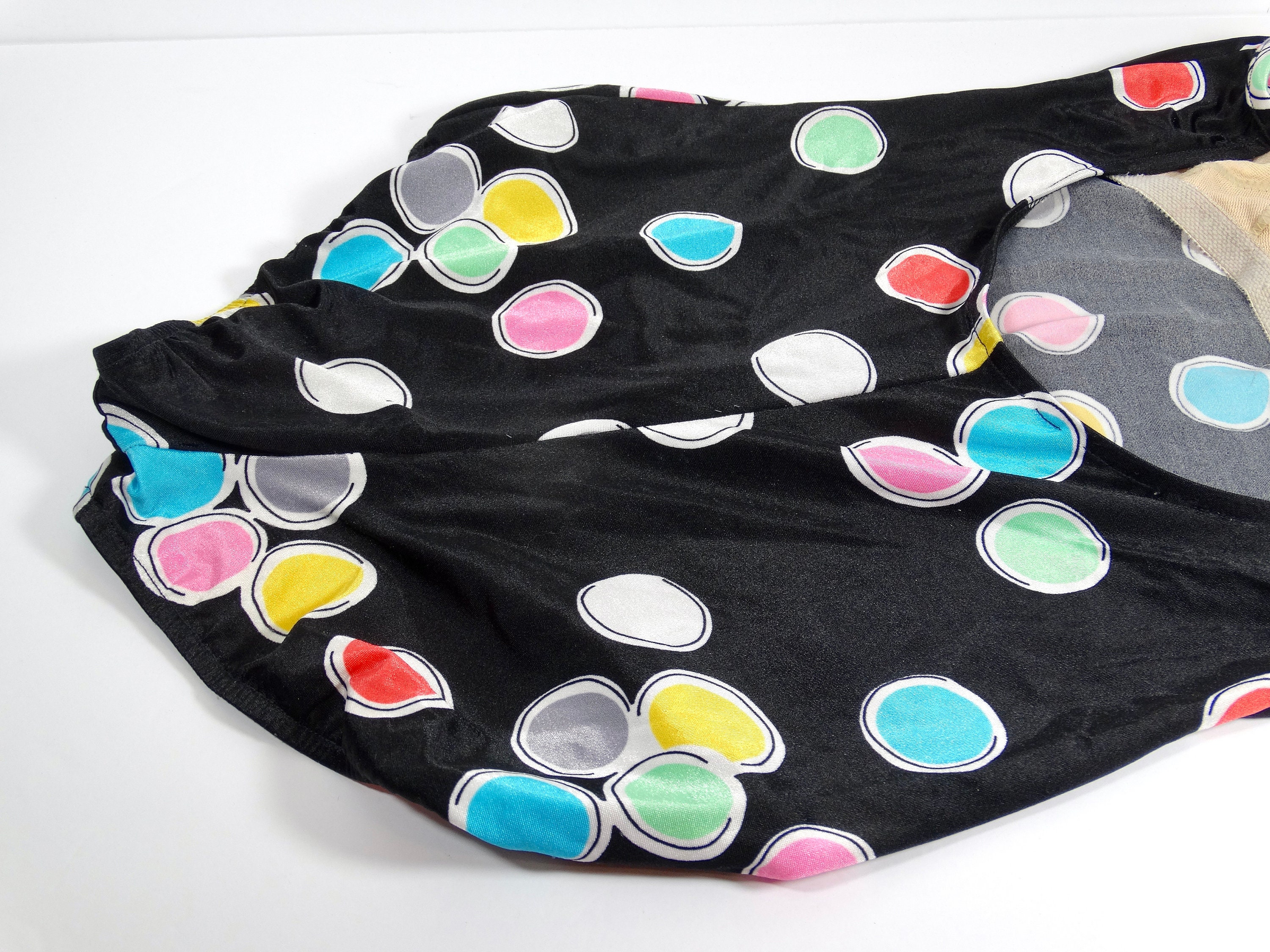 80s JC Penney Swimsuit 1980s Bathing Suit Size LXL Black Polka Dot One