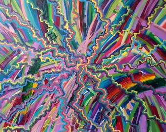 驚くべきユニークな抽象アクリル絵画、サイズ60 x 40 cm、抽象表現主義