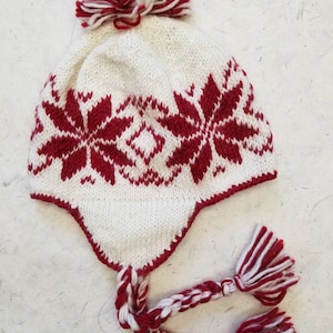 Hand knit wool beanie, earflap hat, winter hat, unisex winter hat