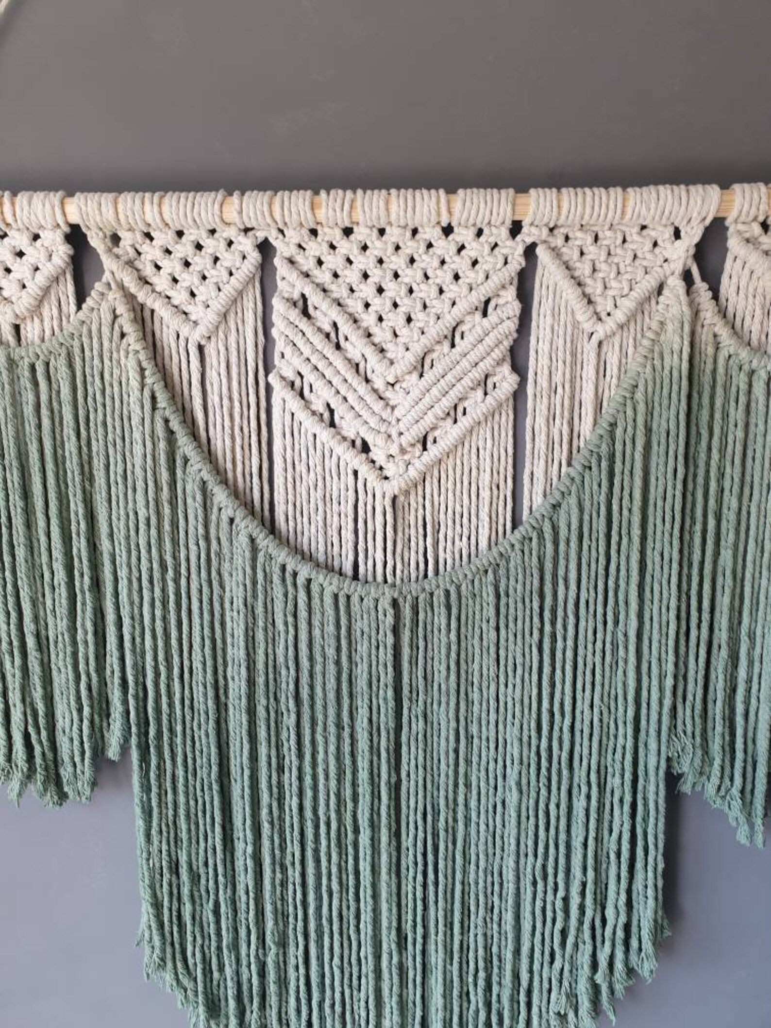 Macrame Wall Hanging Dip Dye Macrame Boho Green Macrame Etsy