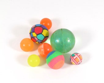 Vintage Bouncy Ball Collection - Set of 10 Small Rubber Balls