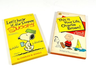 1970s Charlie Brown Paperbacks - Set of 2 Classic 70s Peanuts Selected Cartoons Fawcett Crest Books Set #8