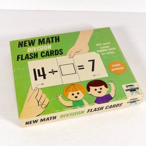 1966 New Math Division Flash Cards Edu-Cards 1960s Flashcards Homeschool Retro Midcentury