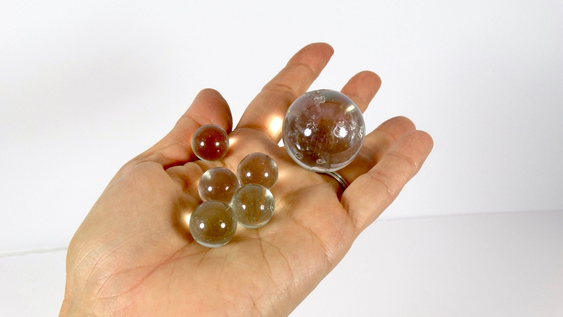 Vintage Clear Glass Marbles Transparent Marbes Set of 5 Etsy