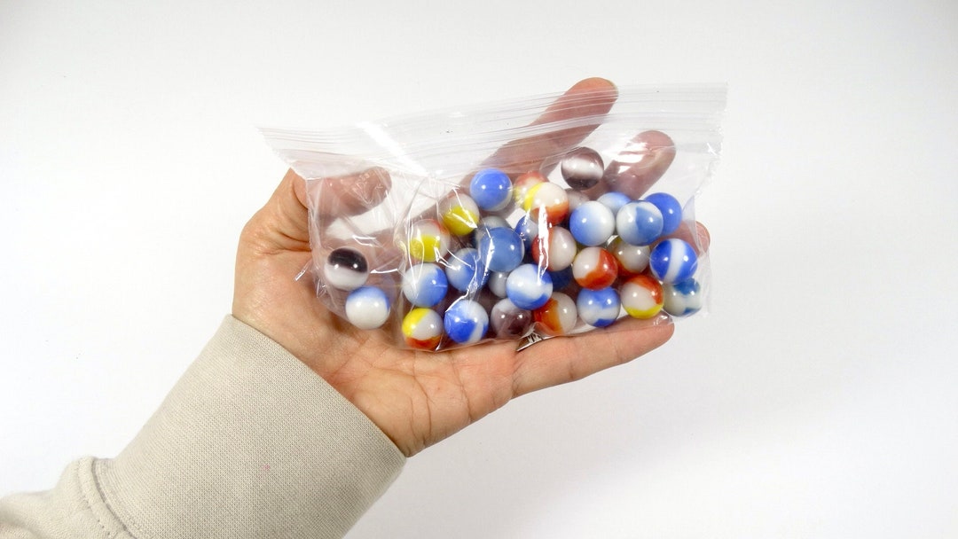 Vintage Creamsicle Marbles Large Lot 33 Marbles Creamsicle Swirl