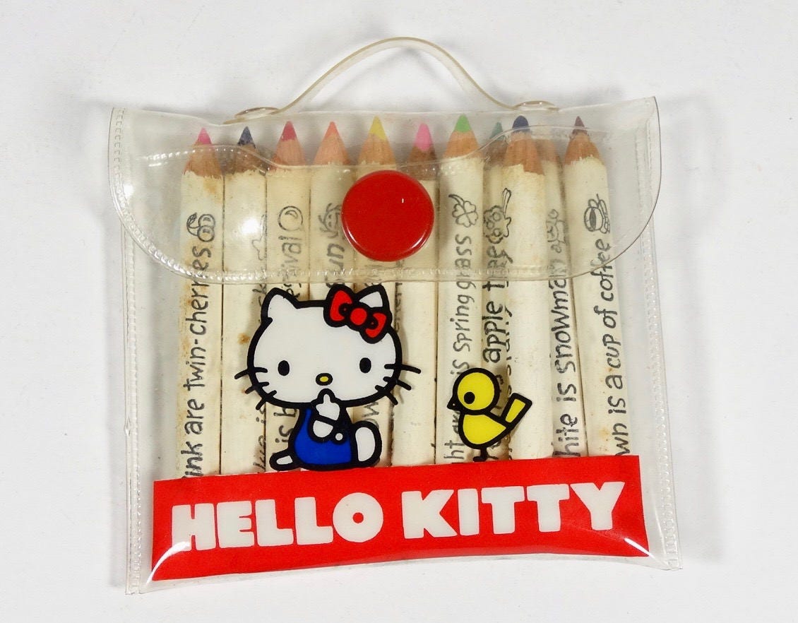 1976 Hello Kitty Mini Colored Pencil Set Sanrio Made in