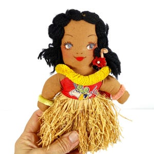 Midcentury Hawaiian Doll Vintage Cloth Hawaiian Doll Vintage Hula Dancer Doll HI Souvenir Doll