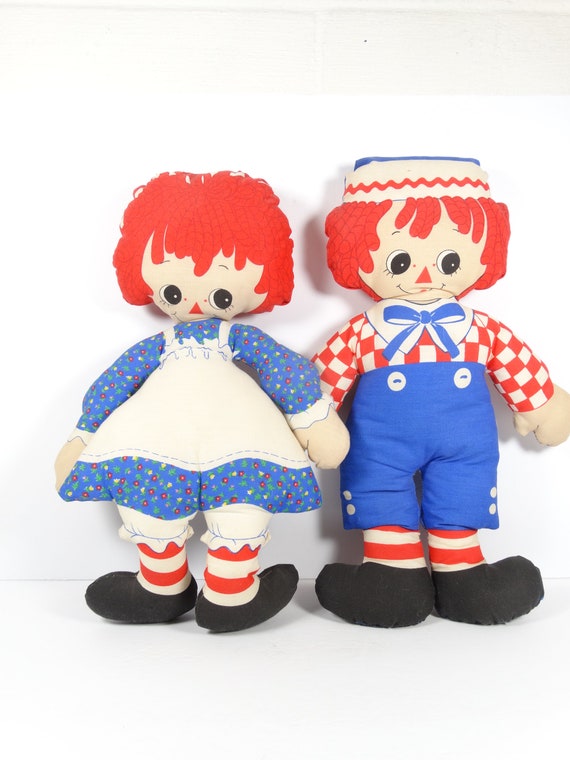 1982 Raggedy Ann and Andy Soft Sculpture Dolls Bobbs Merrill
