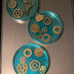 Blue Circle Steampunk Coasters (single)