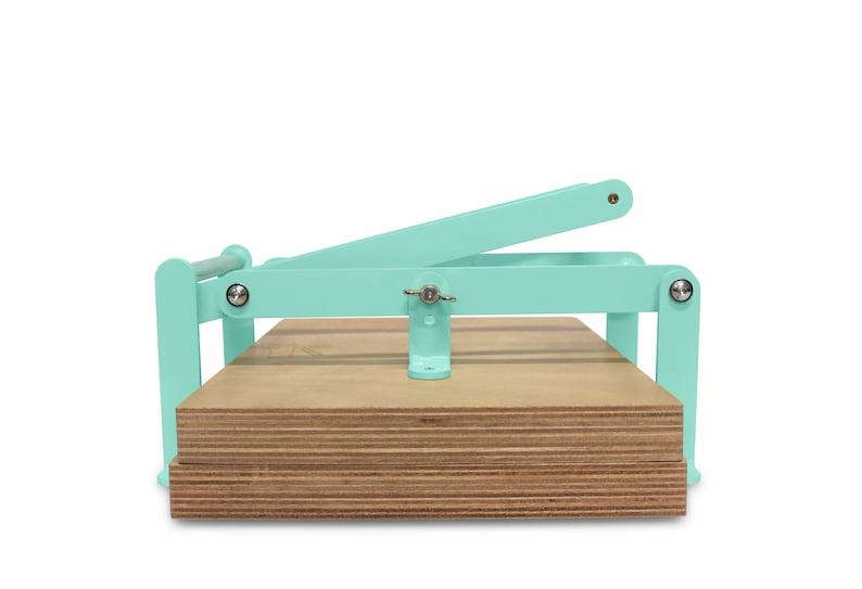 A3-size hand relief press lino press, lino cut press, heavy duty, steel. Color: RAL 6019 pastel green image 3