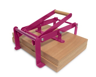 A3-size hand lino press, lino cut press, heavy duty, steel. Color: RAL 4006 purple