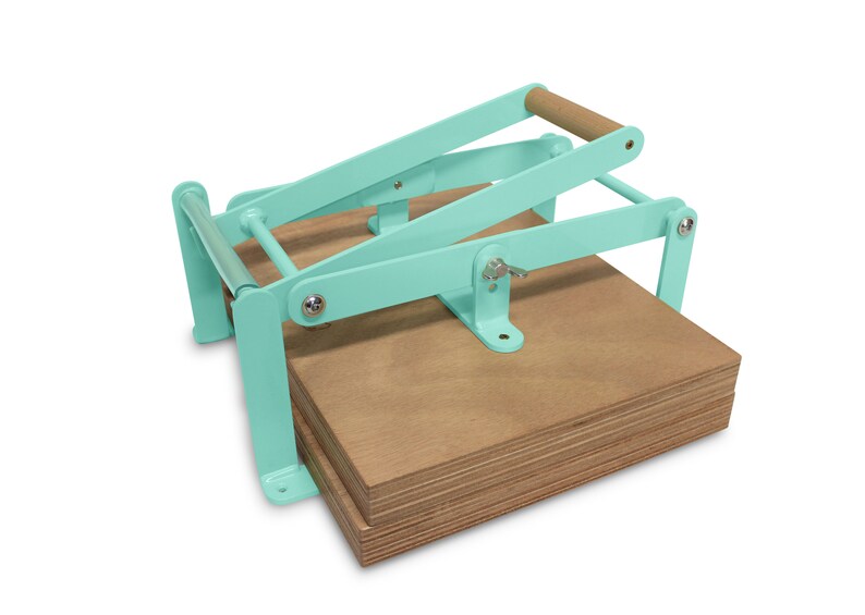 A3-size hand relief press lino press, lino cut press, heavy duty, steel. Color: RAL 6019 pastel green image 1