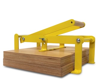 19 x 12,5 inch-size hand lino press, lino cut press, heavy duty, steel. Color: RAL 1023 yellow