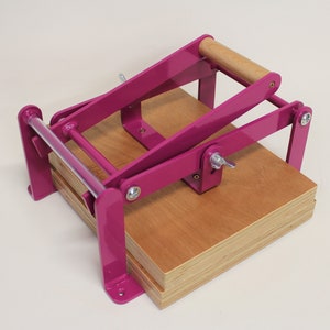 A4-size hand relief press (lino press, lino cut press), heavy duty, steel, US letter size, gloss purple powdercoated