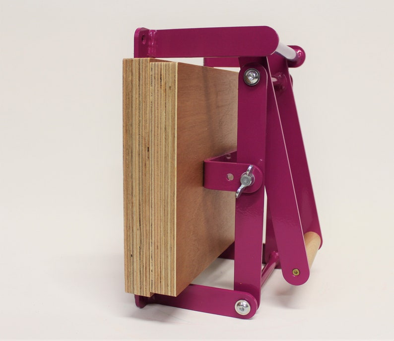 A4-size hand relief press lino press, lino cut press, heavy duty, steel, US letter size, gloss purple powdercoated image 5