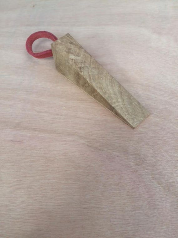 Door Stopper Oak With Red Leather Strap And Anti Skid Wedges Etsy