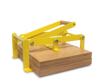 A3-size hand lino press, lino cut press, heavy duty, steel. Color: RAL 1023 yellow