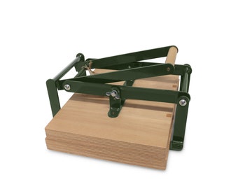 A3-size hand lino press, lino cut press, heavy duty, steel. Color: RAL 6020 green