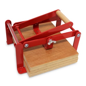 A4-size hand lino press, lino cut press, heavy duty, steel, US letter size, gloss red powdercoated