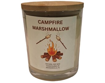 Campfire Marshmallow Scented Soy Candle,  fall soy candles,  14 Oz candle