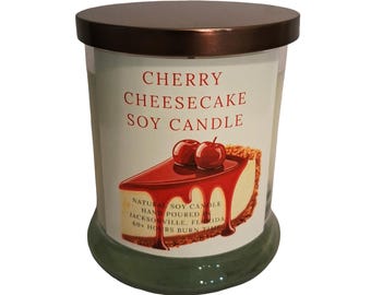 Cherry Cheesecake Soy Candle, Dessert Scent, Natural Wax, 60+ Hour Burn