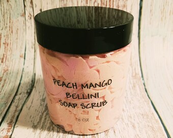 Peach Mango Bellini Soap Scrub,  Soap scrub,  sugar scrub,  peach sugar scrub,  Mango sugar scrub,  exfoliating  sugar scrub