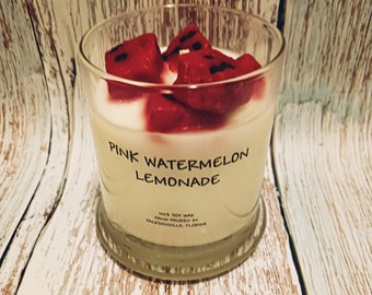 Pink Watermelon Lemonade candles,  Watermelon candles,  Lemonade candles, candles, scented soy candles,  natural soy candles, scented candle