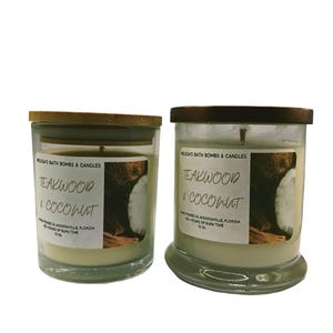 Teakwood & Coconut Scented Soy Candle: Natural Aromatherapy, Long Burning
