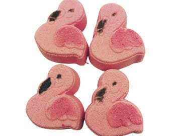Mini Flamingo Bath Bombs: Fruity Citrus Fizzies, Kids Bath Fun