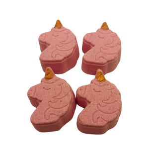 Mini Unicorn Bath Bombs: Strawberry Shortcake Scented - 4 Pack