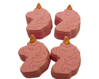 Mini Unicorn Bath Bombs: Strawberry Shortcake Scented - 4 Pack