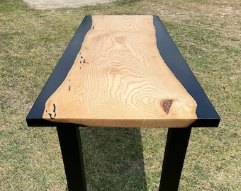 Live Edge Ash Desk in Black Resin
