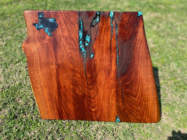 Mesquite Cutting Board W/ Turquoise Inlay - Etsy