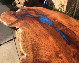 Your Custom Listing!** Blue Lake Live Edge Mesquite Coffee Table W/ Brass Legs