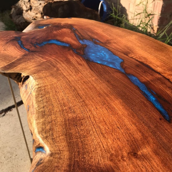 Your Custom Listing!** Blue Lake Live Edge Mesquite Coffee Table W/ Brass Legs