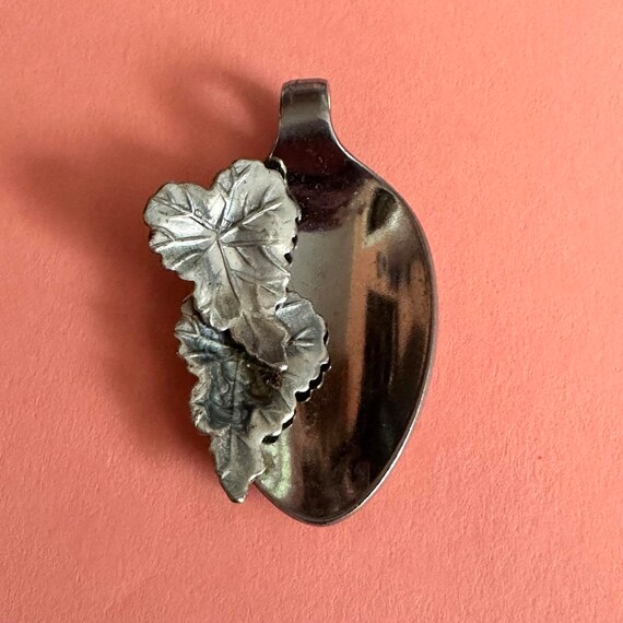 Unique Tiny Spoon and Leaf Pendant - image 1