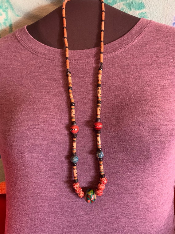 Cool Tribal Ethnic Motif Wooden Beaded Necklace Vi