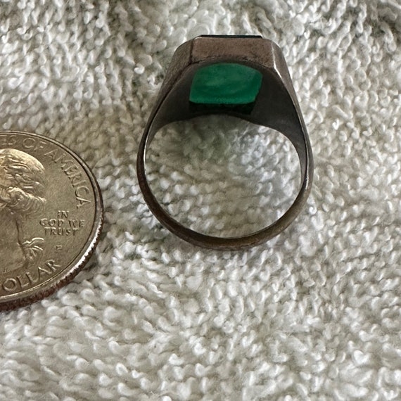 Unique Roman-Style Intaglio Green and Bronze Ring - image 3