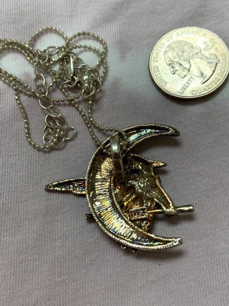 MJ Jewelry Silvery Witch Pendant With Chain Halloween - Etsy
