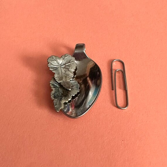 Unique Tiny Spoon and Leaf Pendant - image 3