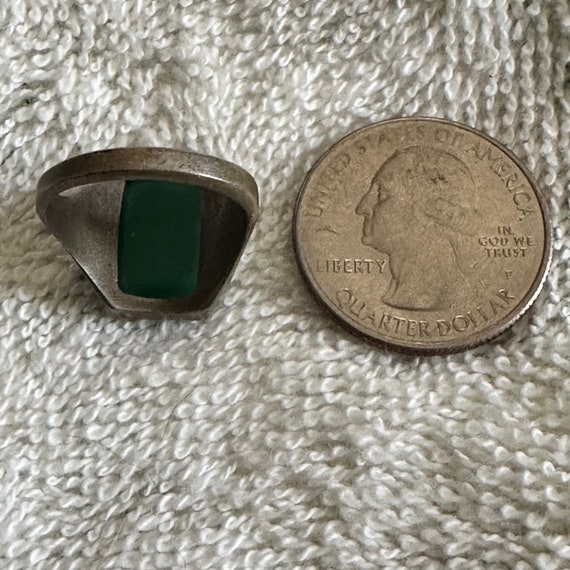 Unique Roman-Style Intaglio Green and Bronze Ring - image 5