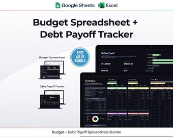Budget Spreadsheet + Debt Payoff Tracker Bundle | Google Sheets & Excel