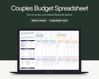 Couples Budget Spreadsheet for Google Sheets & Excel | Shared and Joint Finance Tracker (Light Theme)