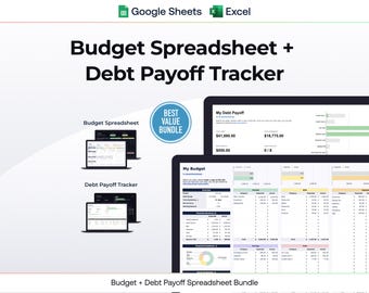 Budget Spreadsheet + Debt Payoff Tracker Bundle | Google Sheets & Excel