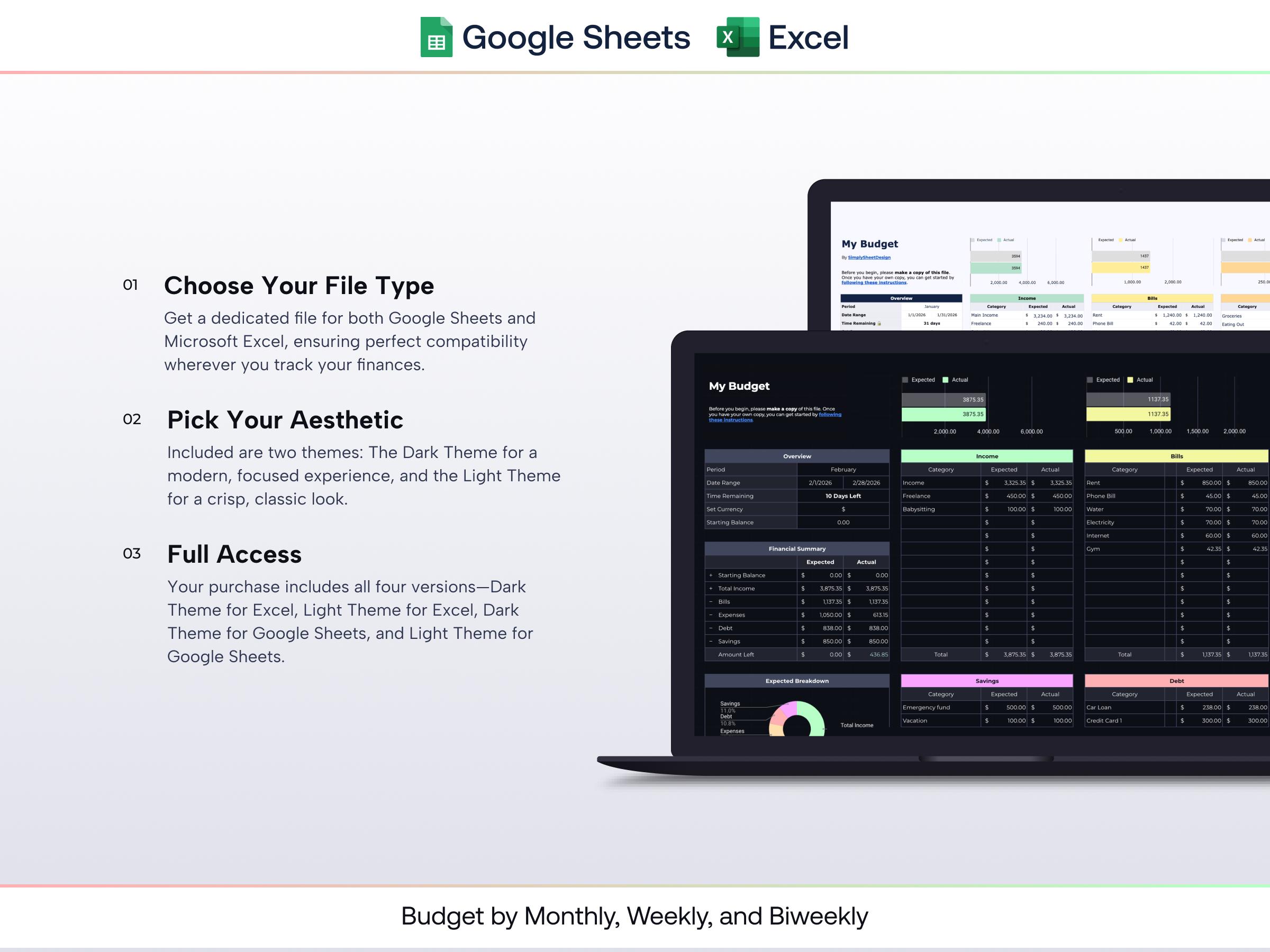 Budget Spreadsheet for Google & Excel | Digital Finance Planner and ...
