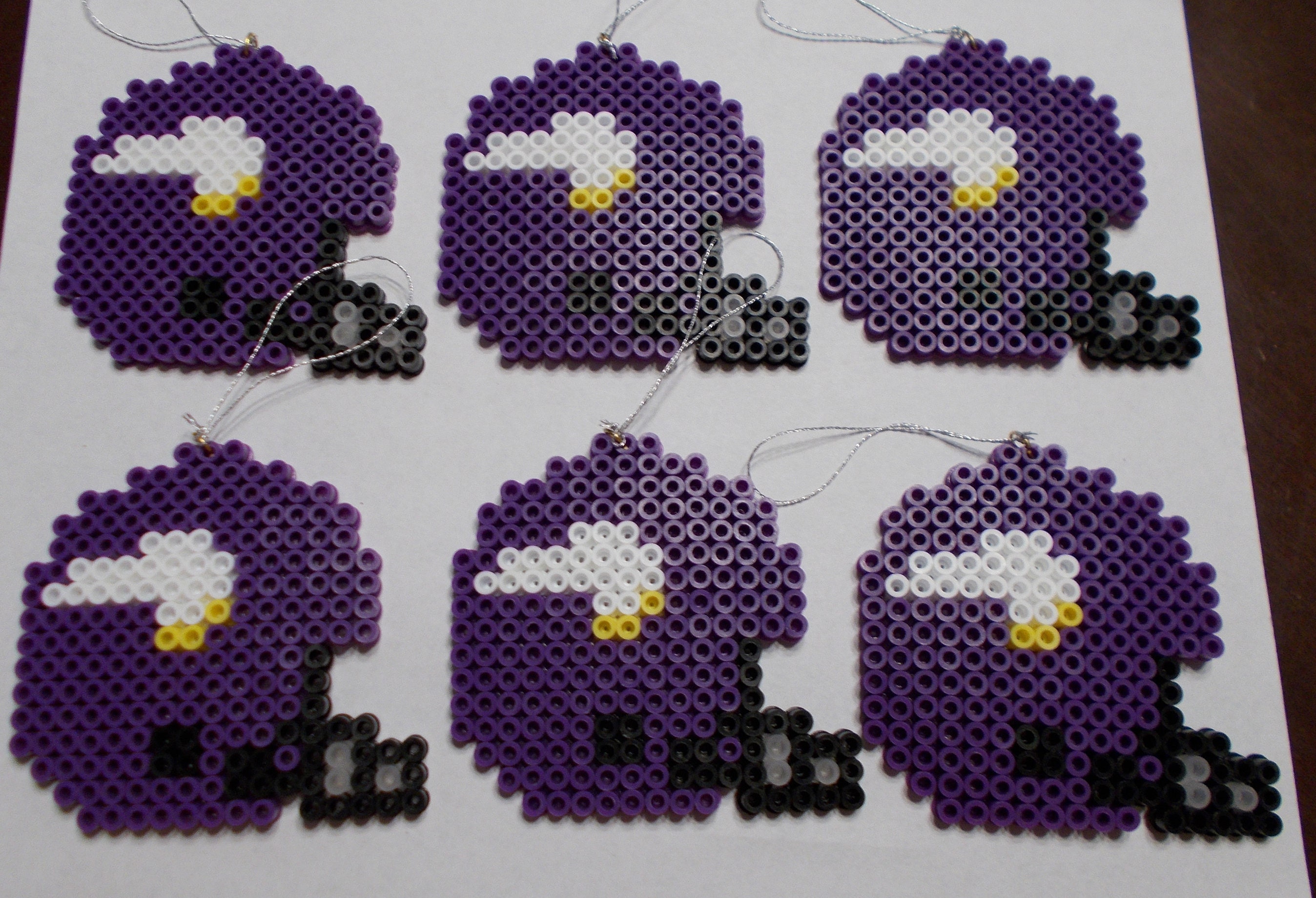 Set Of 6 Minnesota Vikings Football Helmet Perler Bead Etsy